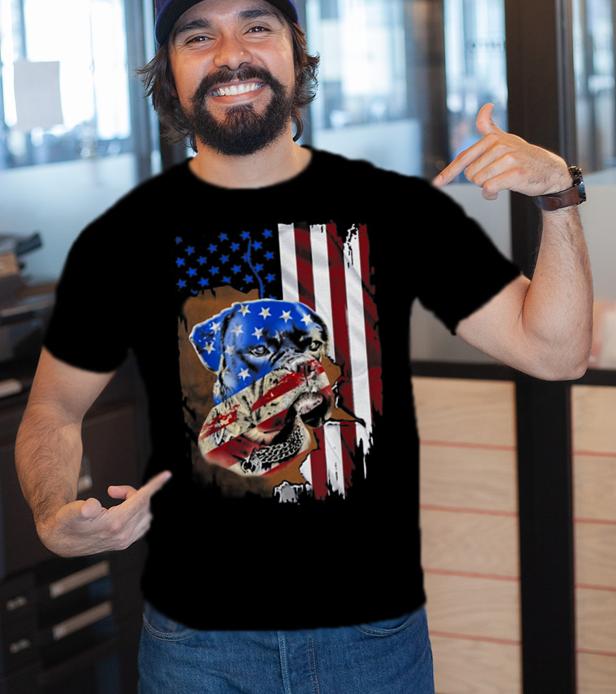 American Flag Boxer Dog Tattoos T-Shirt