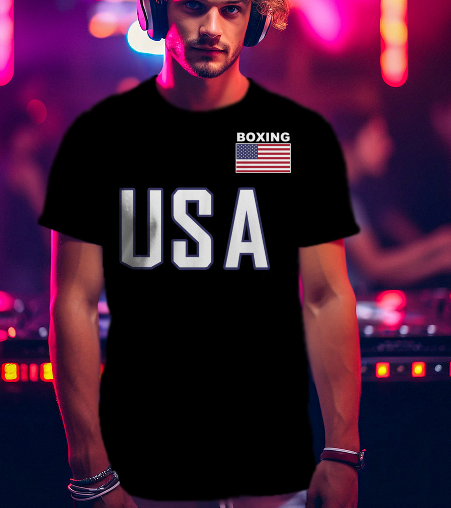 USA Flag Boxing Jacket With Pocket Equipment Theme For Boxer T-Shirt