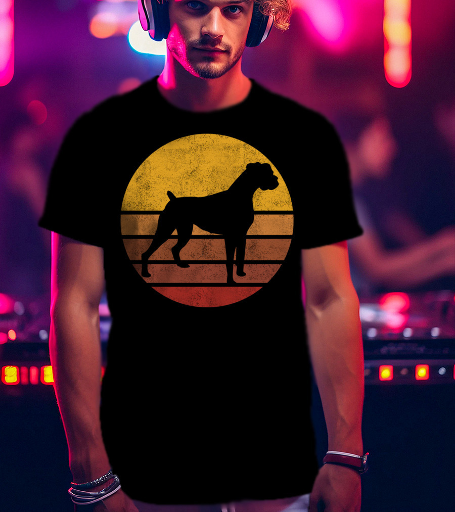 Vintage Sunset Boxer Dog T-Shirt