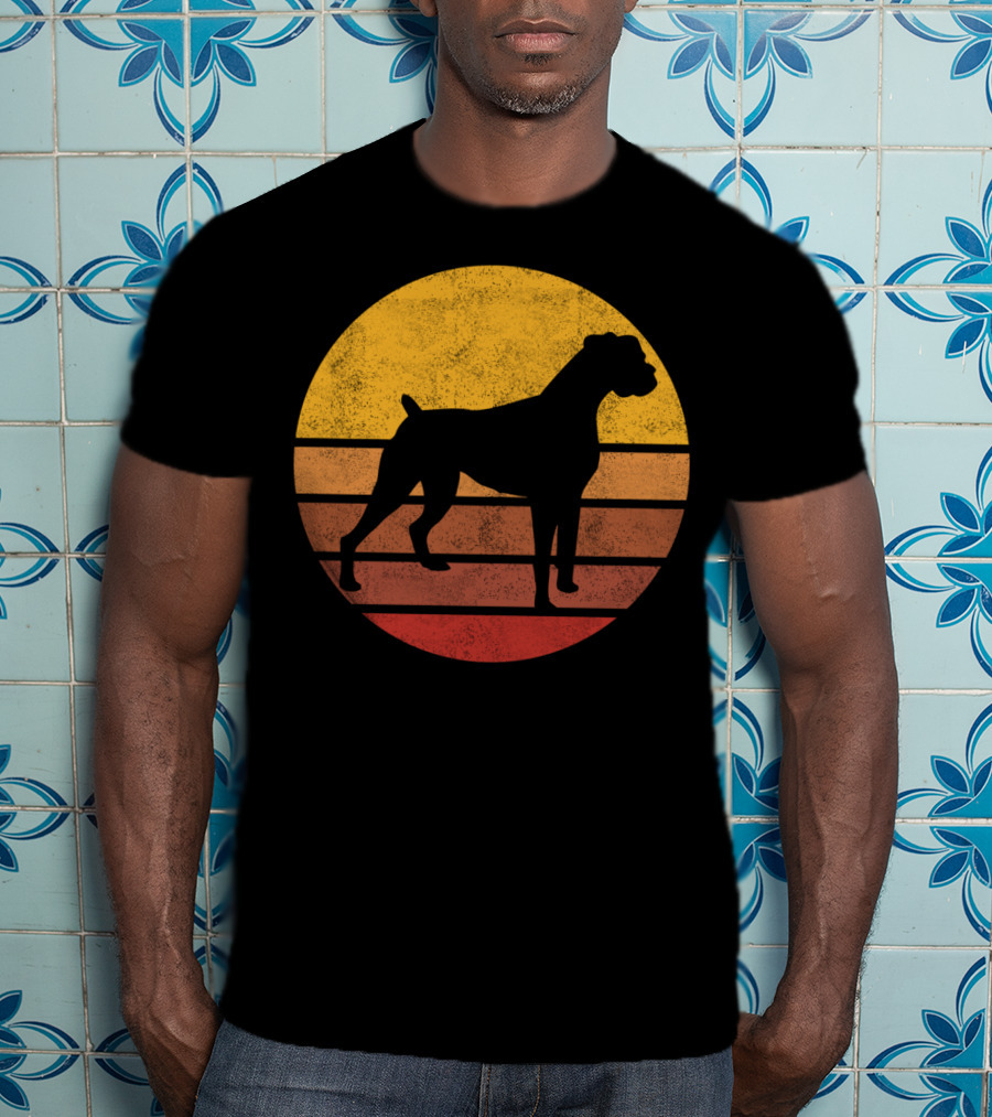 Vintage Sunset Boxer Dog T-Shirt