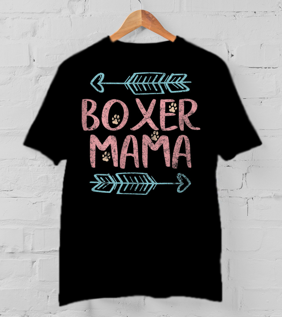 Boxer Mama Arrows Paw Prints T-Shirt