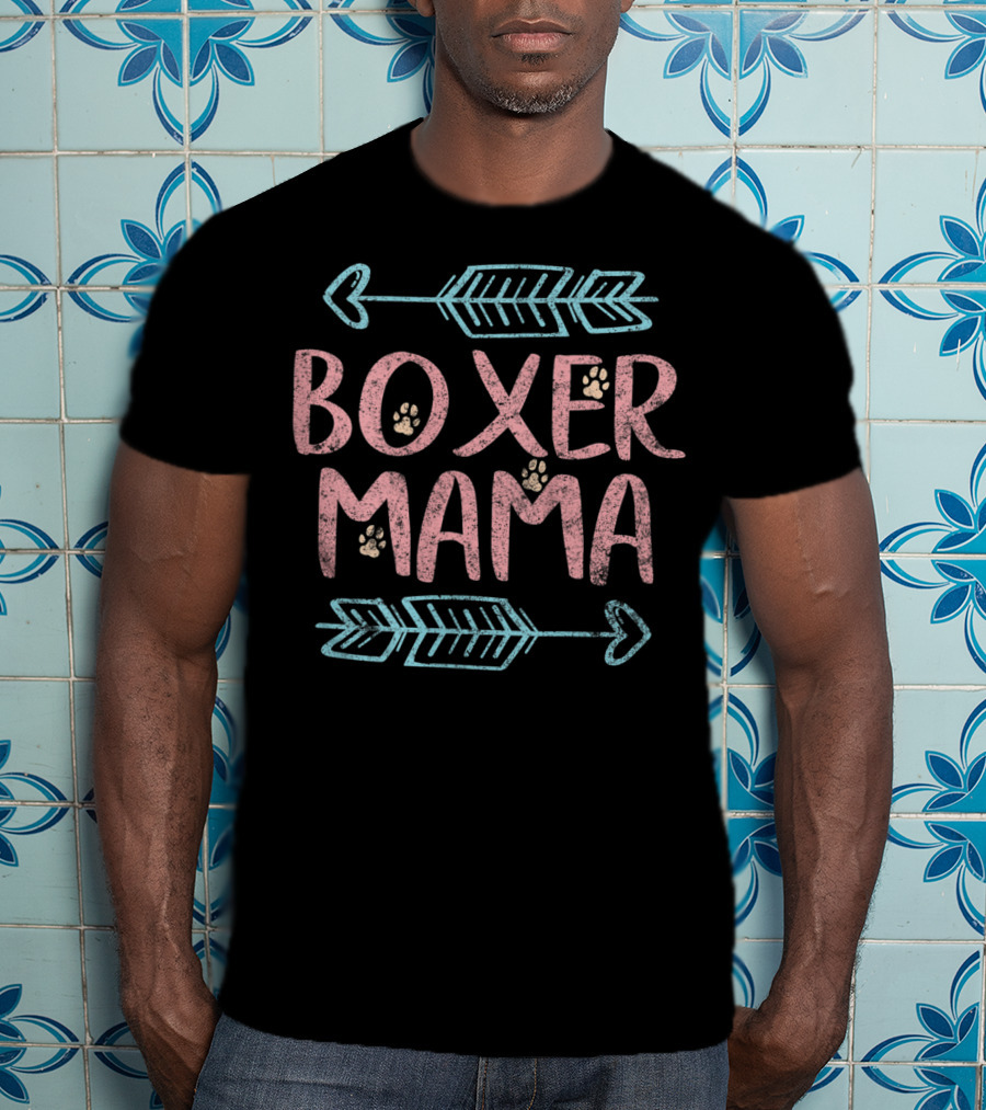 Boxer Mama Arrows Paw Prints T-Shirt