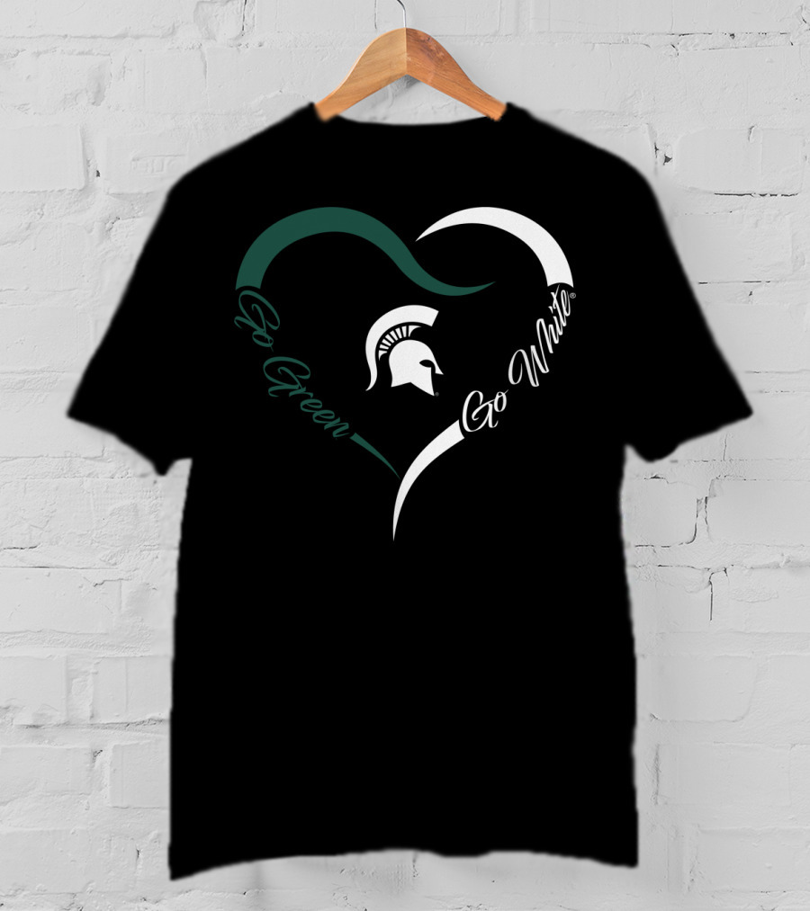 Michigan State Spartans Go Green Go White Heart T-Shirt