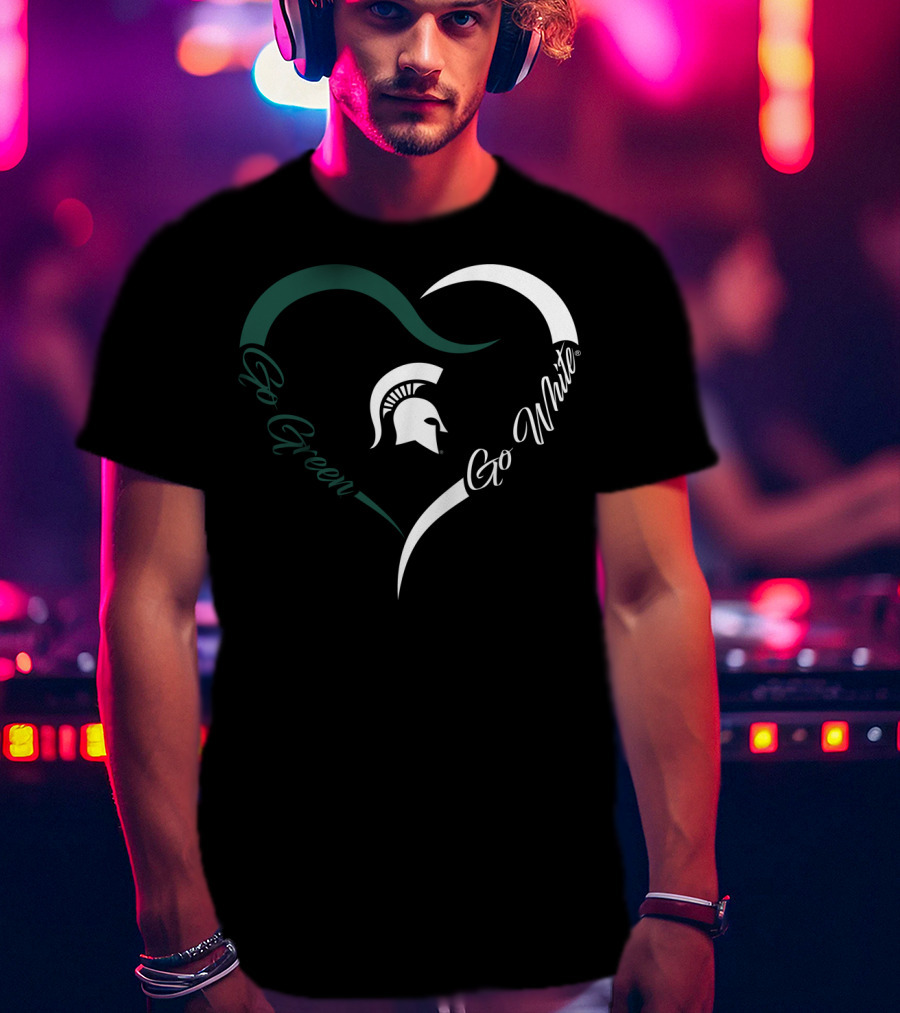 Michigan State Spartans Go Green Go White Heart T-Shirt