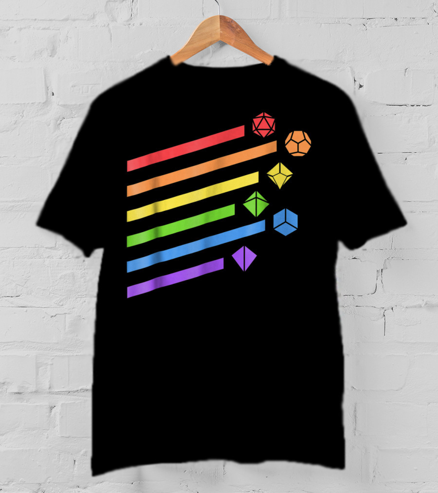 Polyhedral Dice Set Rainbow Colors Minimalist T-Shirt
