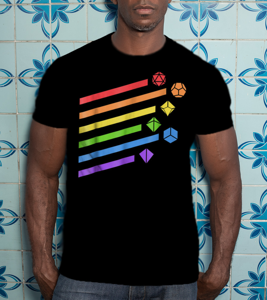 Polyhedral Dice Set Rainbow Colors Minimalist T-Shirt