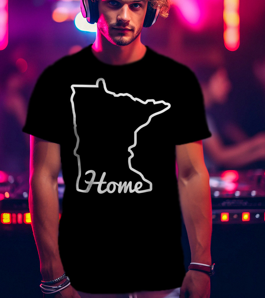 Minnesota Home Map State Outline Native Minnesotan T-Shirt