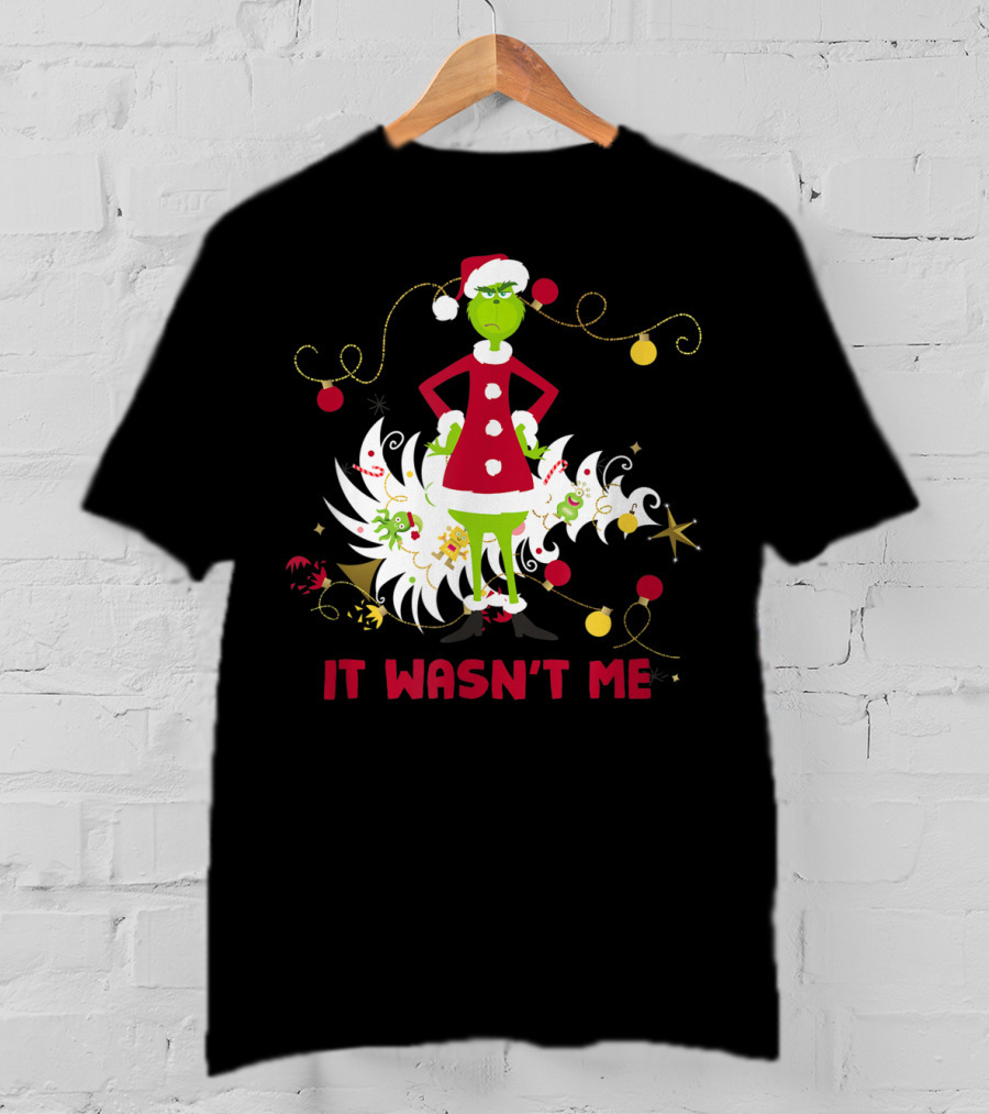Drseuss The Grinch It Wasn't Me Santa Outfit Holiday Whimsy T-Shirt