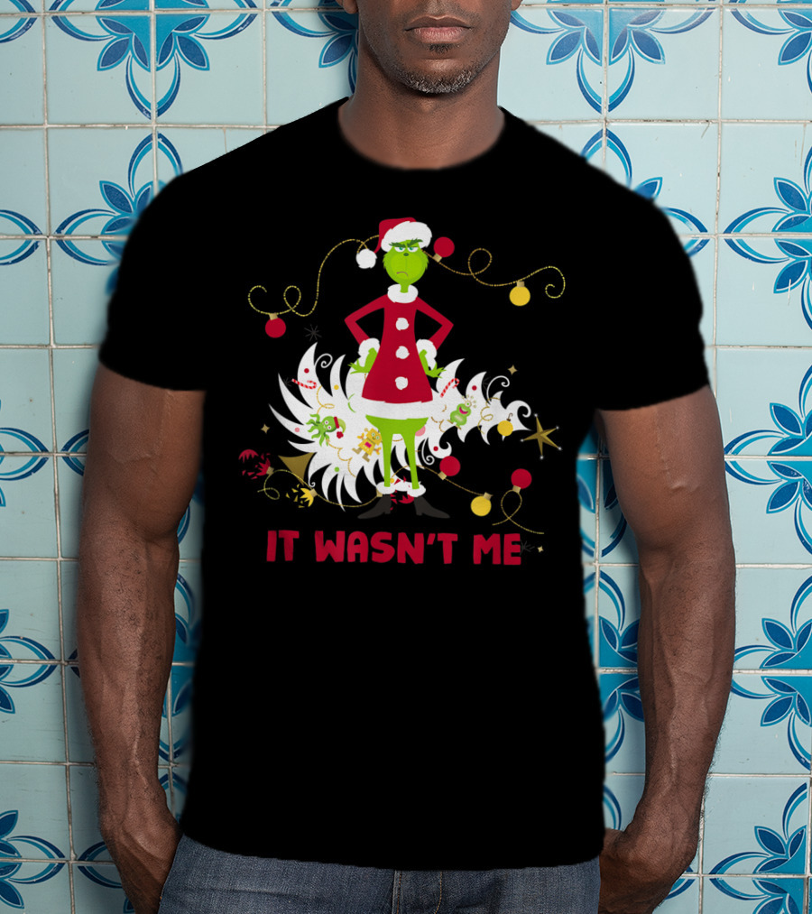 Drseuss The Grinch It Wasn't Me Santa Outfit Holiday Whimsy T-Shirt