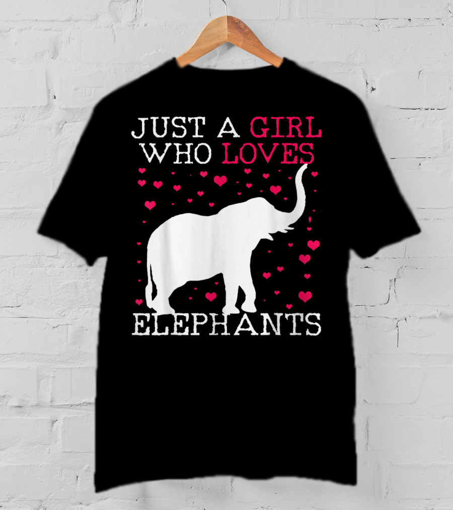 Just A Girl Who Loves Elephants With Heart Graphics T-Shirt