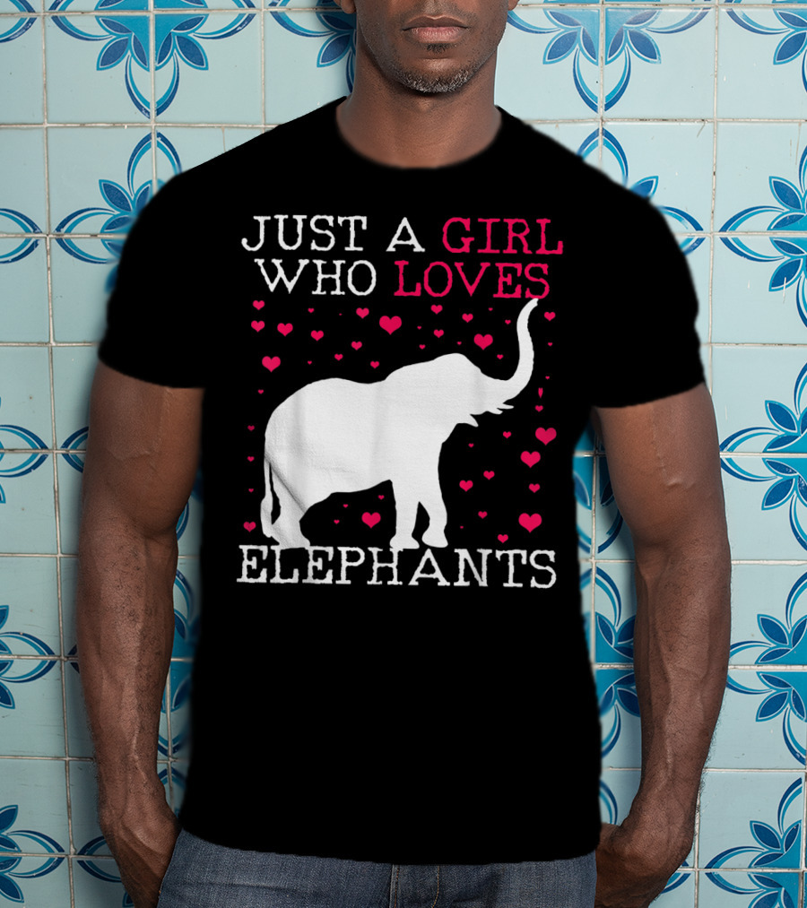 Just A Girl Who Loves Elephants With Heart Graphics T-Shirt