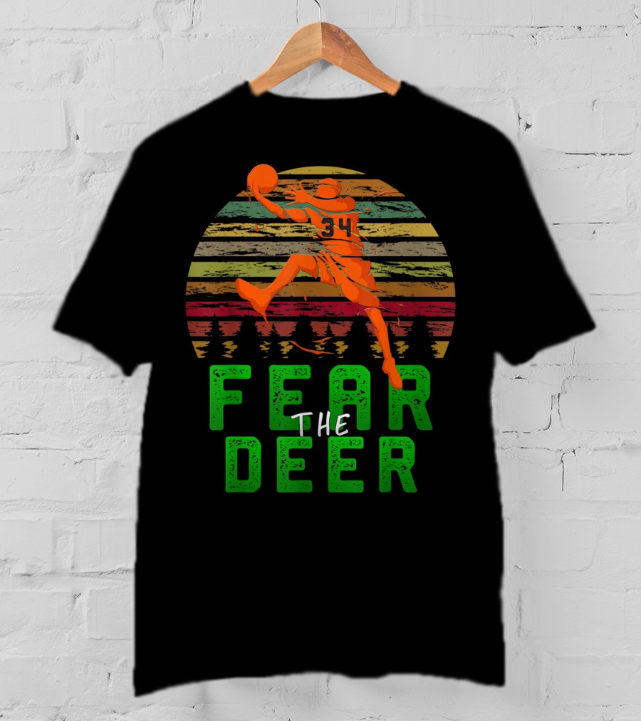 Fear The Deer Milwaukee Basketball Retro Sunset Jumper T-Shirt