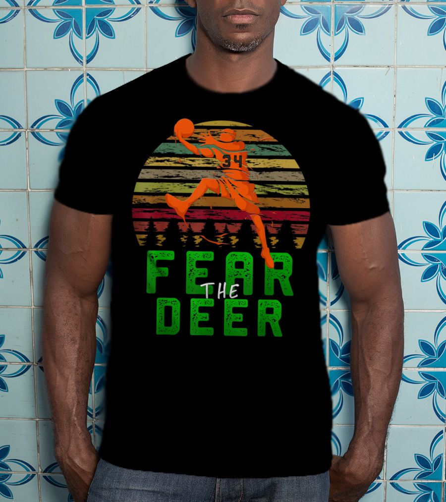 Fear The Deer Milwaukee Basketball Retro Sunset Jumper T-Shirt