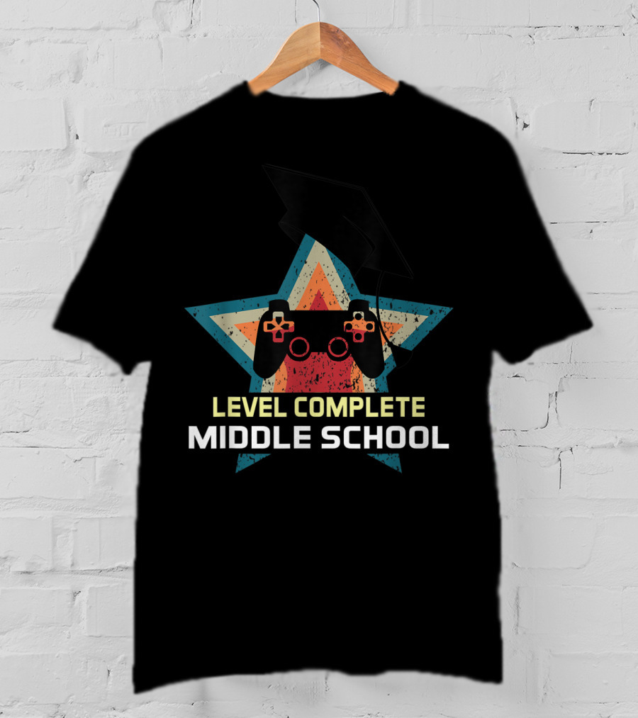 Level Complete Middle School 8th Grade Graduation Junior High Gamer T-Shirt