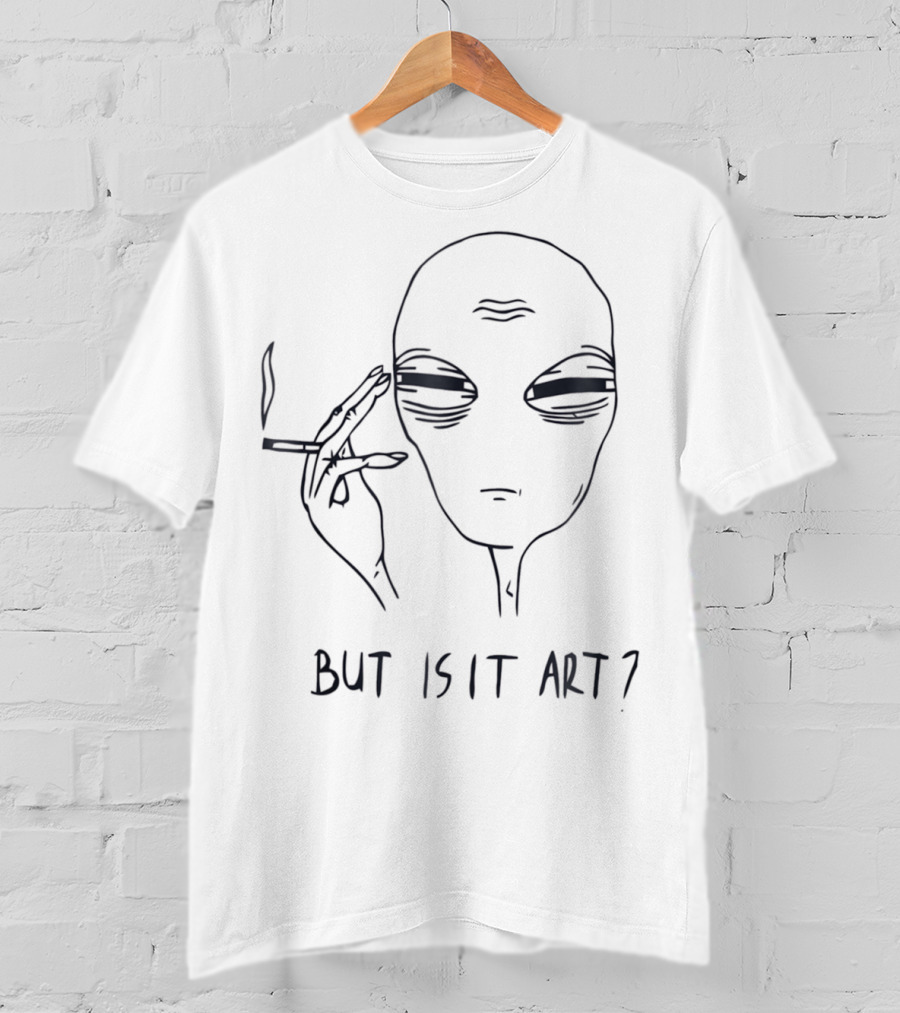 Alien But Is It Art? Smoking Extraterrestrial Sketch T-Shirt