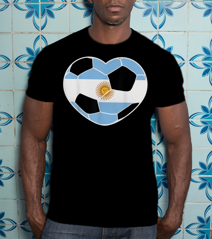 Argentina Soccer Ball Heart Flag Emblem Argentina T-Shirt