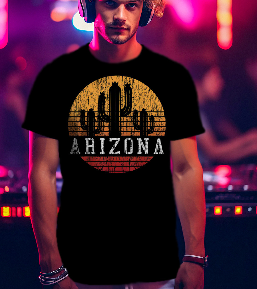 Arizona Vintage Cactus Desert Sunset Retro T-Shirt