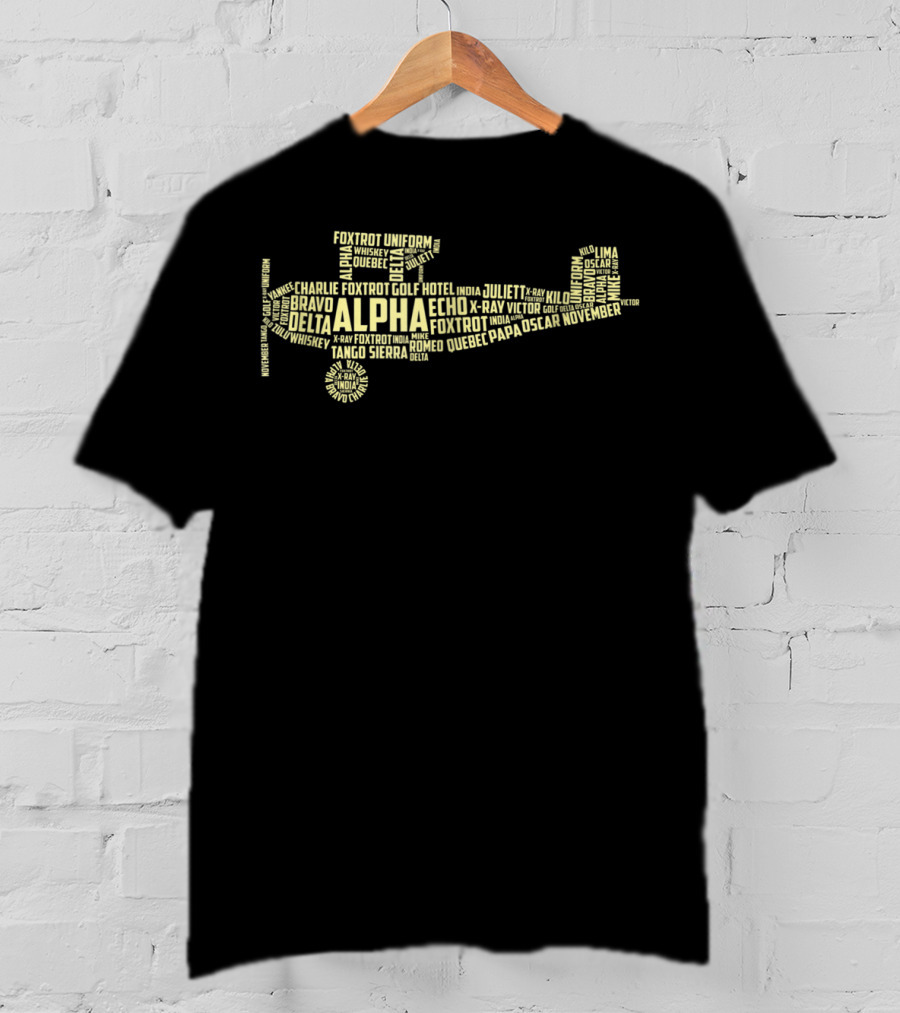 Aviation Phonetics Alpha Bravo Delta Foxtrot Golf Echo India Pilot Plane Word T-Shirt