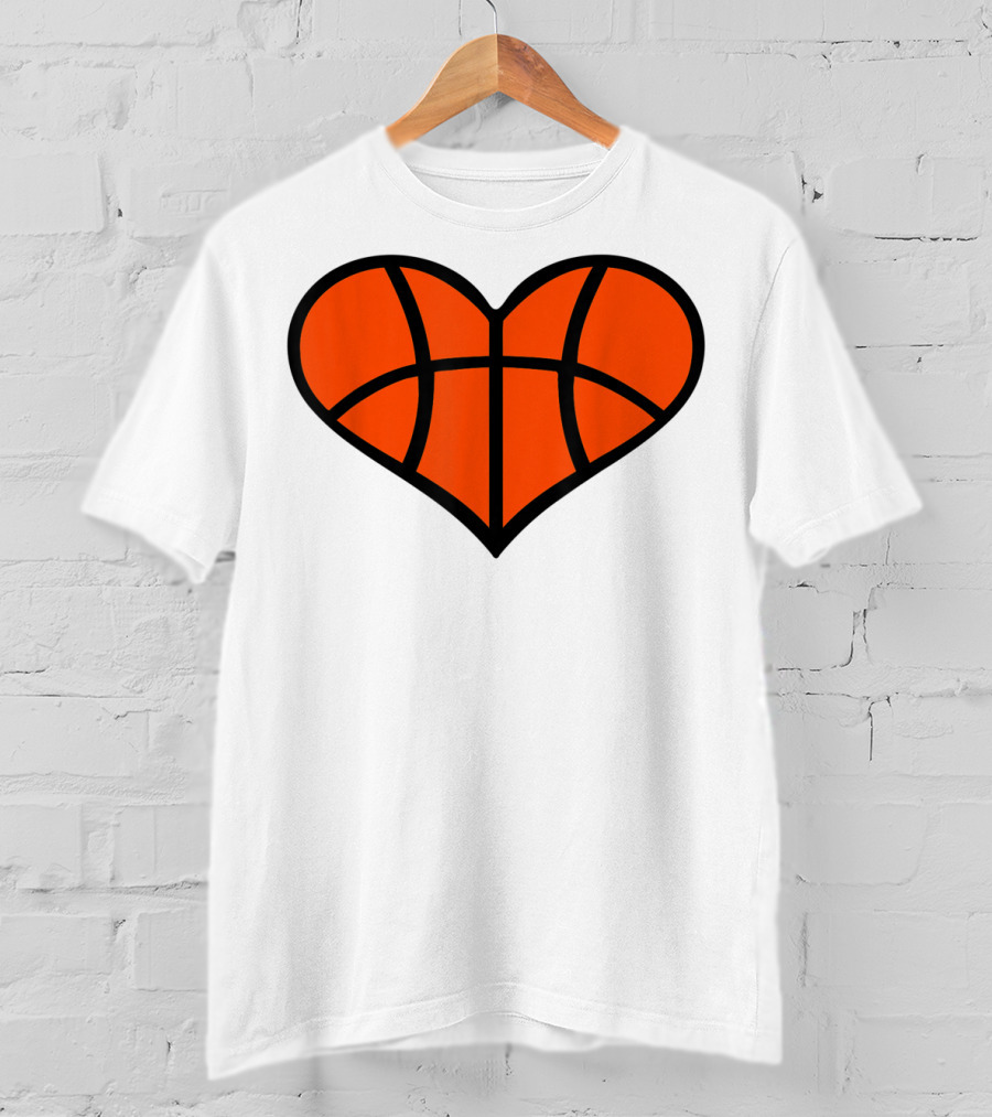 Basketball Heart Shape Orange Ball Lines T-Shirt