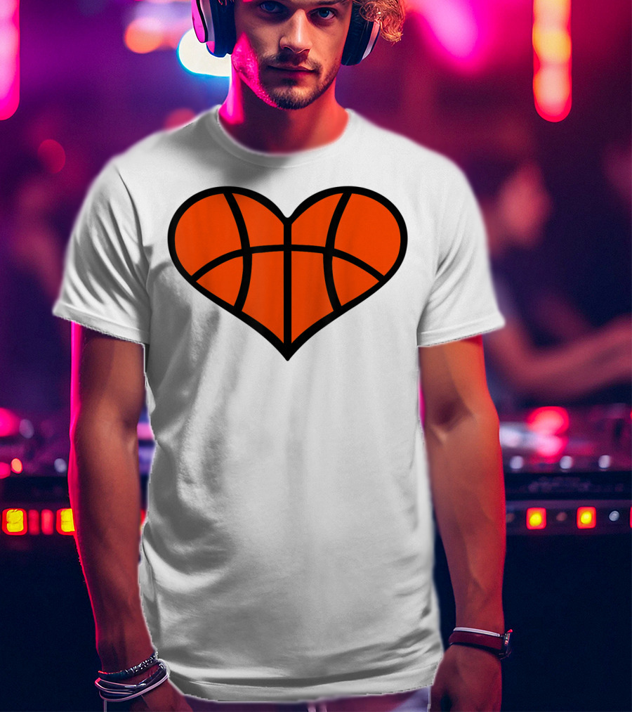 Basketball Heart Shape Orange Ball Lines T-Shirt