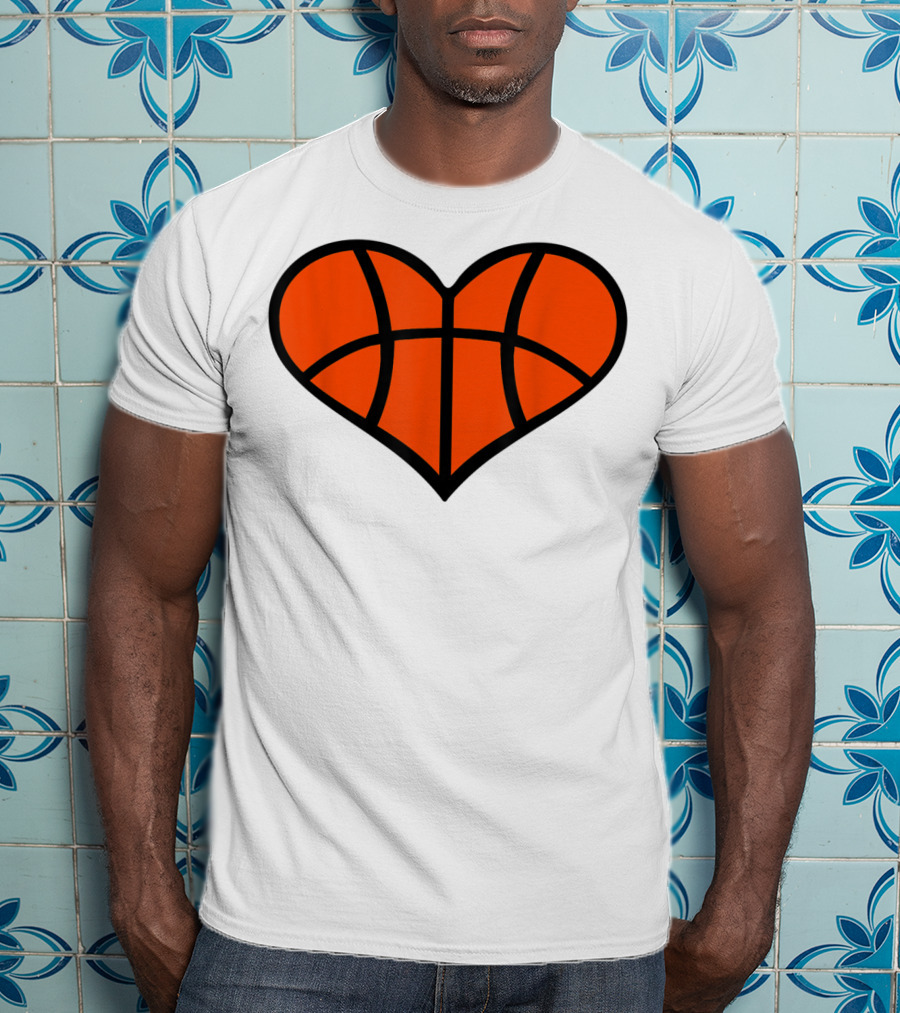 Basketball Heart Shape Orange Ball Lines T-Shirt