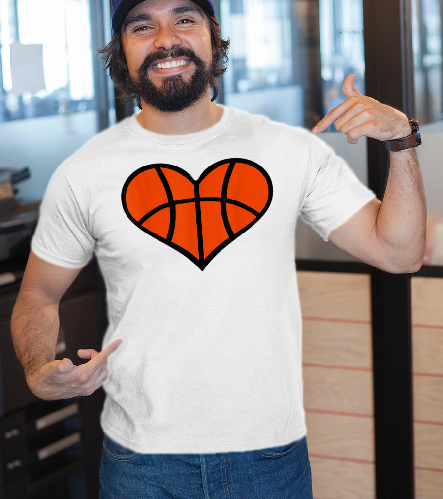 Basketball Heart Shape Orange Ball Lines T-Shirt