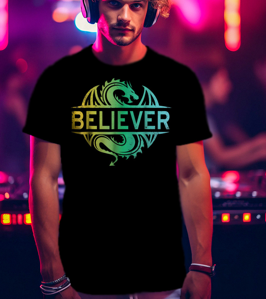 Believer Dragon Gradient Circle T-Shirt