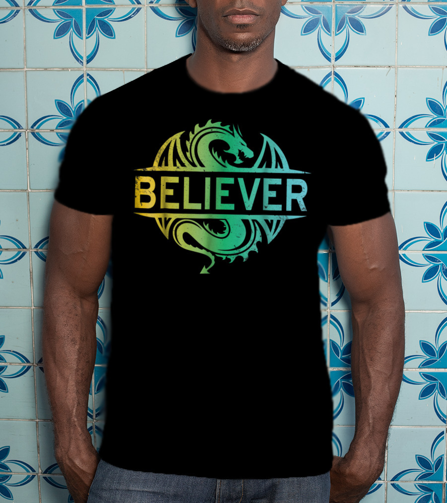 Believer Dragon Gradient Circle T-Shirt