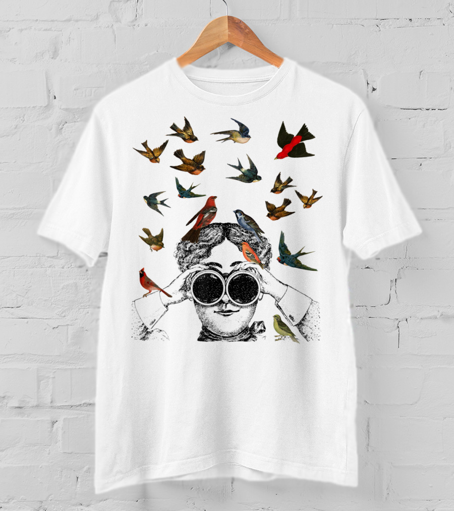 Ornithologist Birdwatching Twitcher Bird Love Enthusiast Birds Flock Binoculars T-Shirt