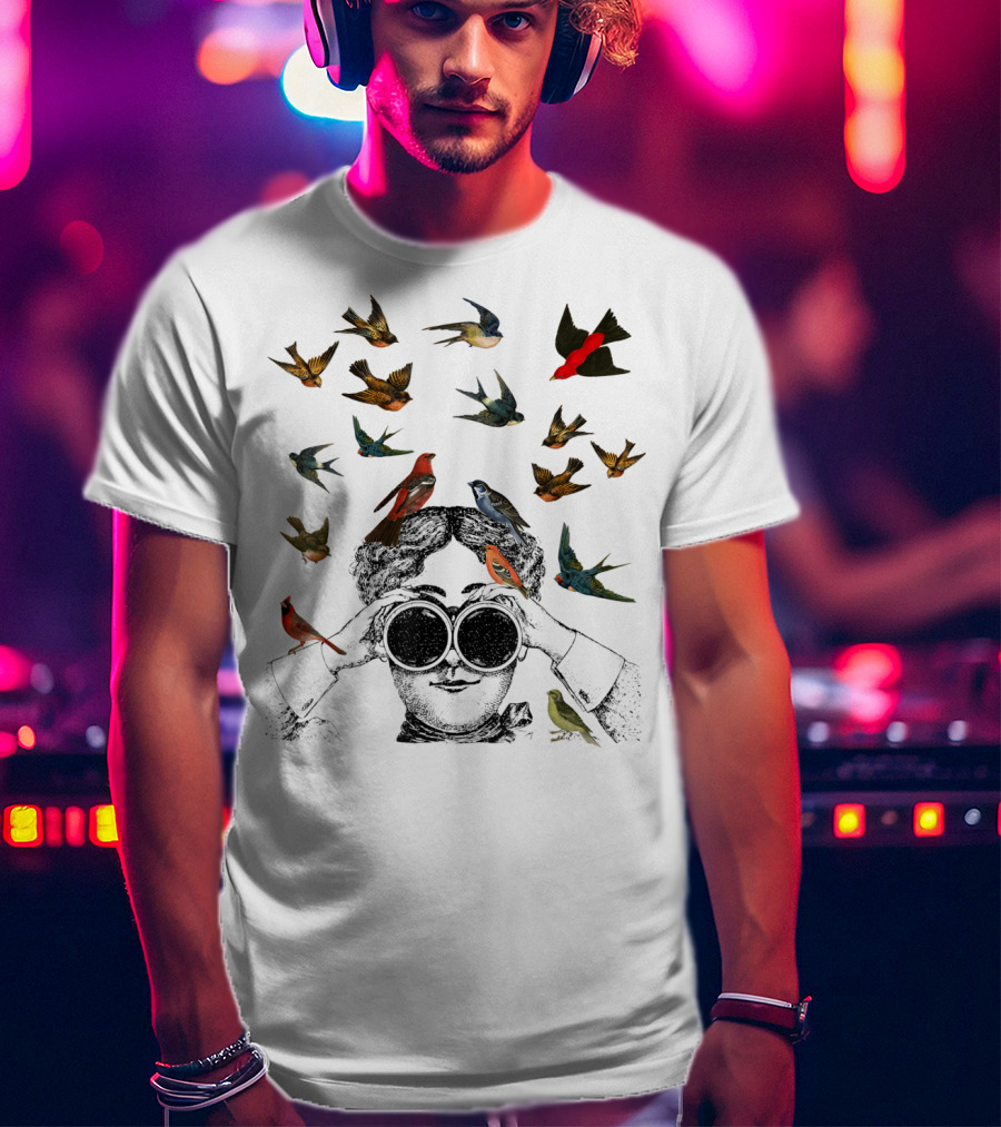 Ornithologist Birdwatching Twitcher Bird Love Enthusiast Birds Flock Binoculars T-Shirt