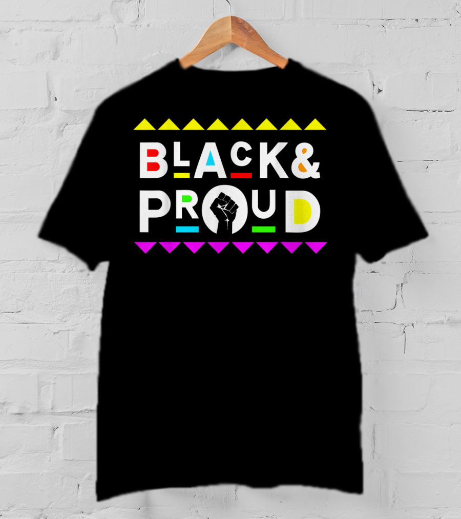 Black And Proud 90s Retro Colorful Fist T-Shirt