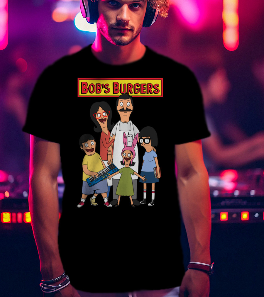 Bob's Burgers Animated Family Group With Bob Linda Tina Gene Louise T-Shirt