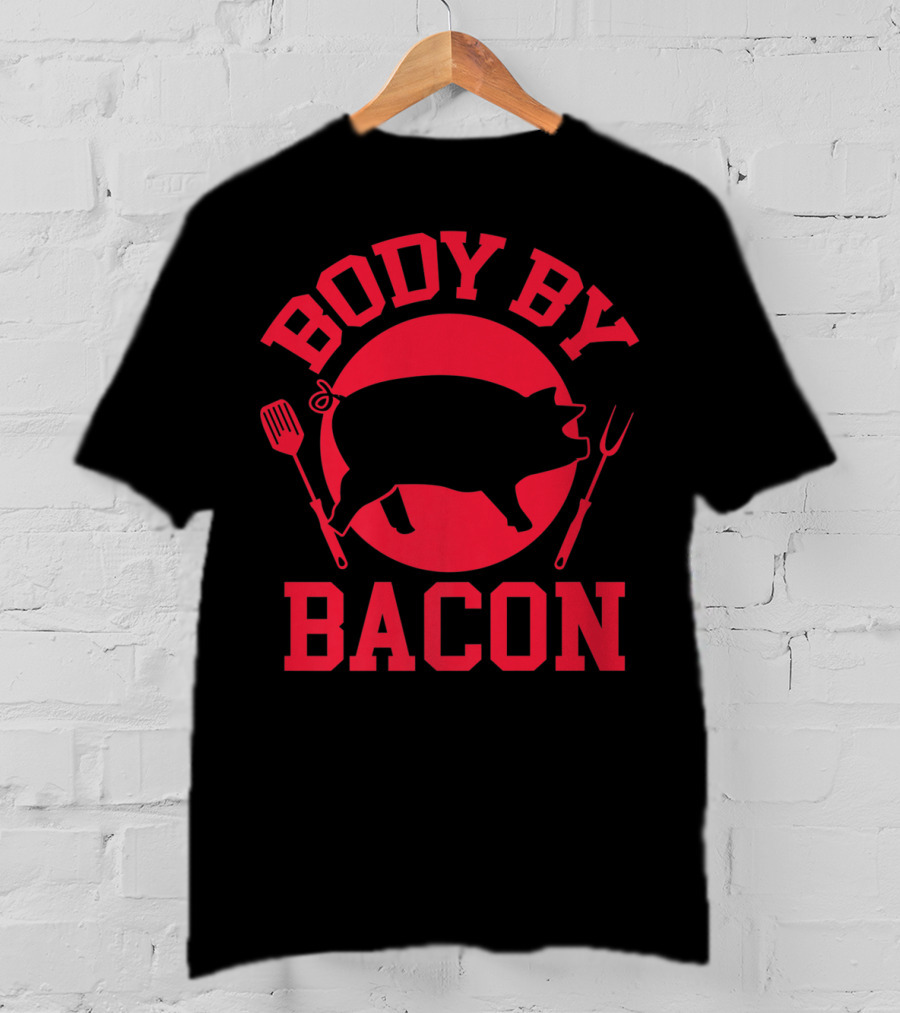 Body By Bacon Keto Carnivore Food Silhouette With Fork And Spatula T-Shirt