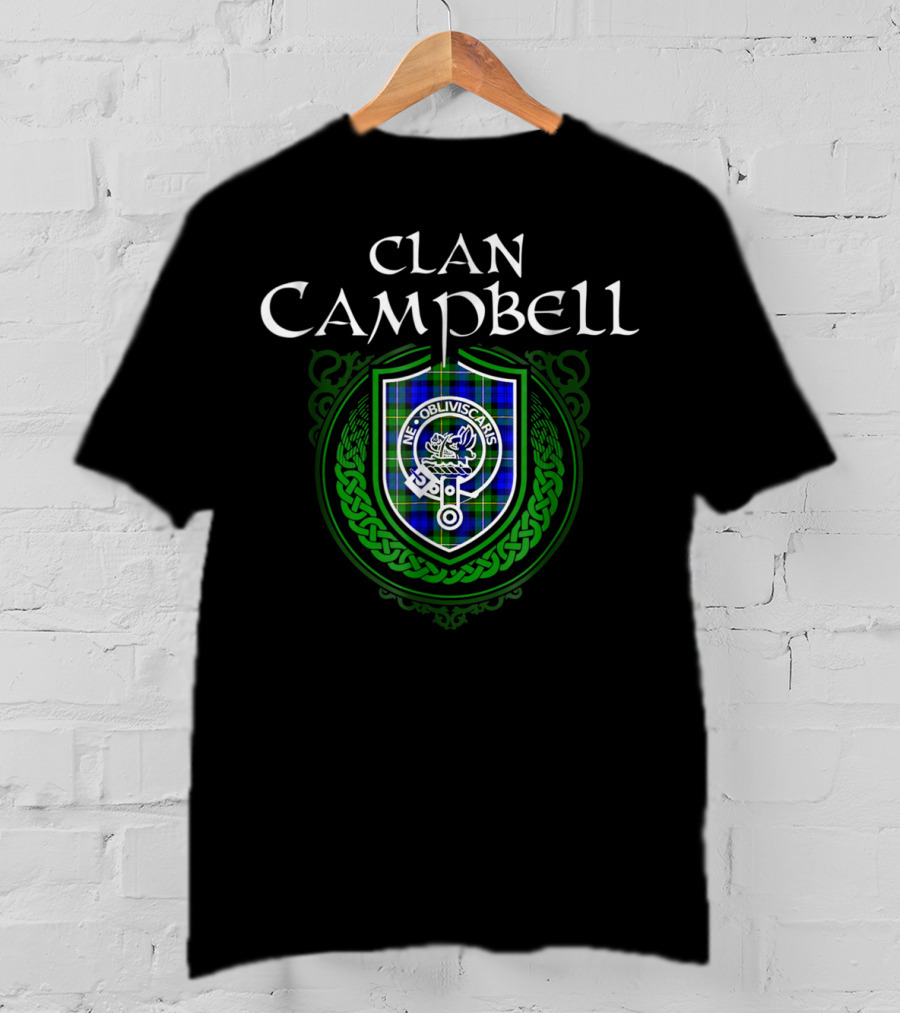 Clan Campbell Scottish Tartan Crest Badge Ne Obliviscaris T-Shirt