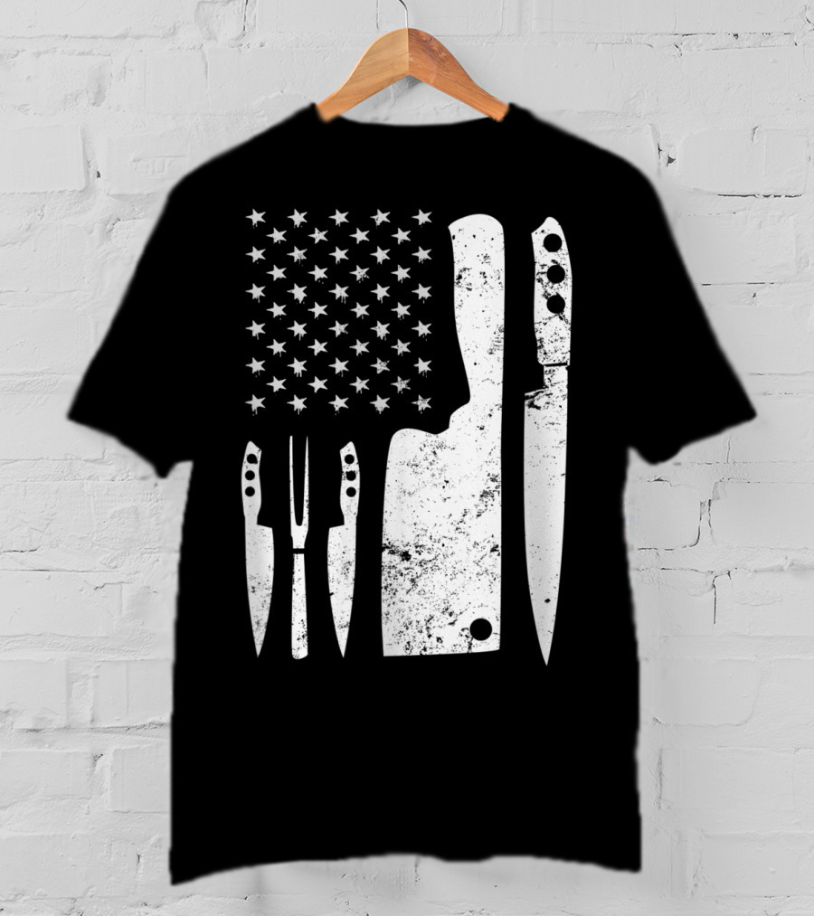 Chef Knife US Flag T-Shirt