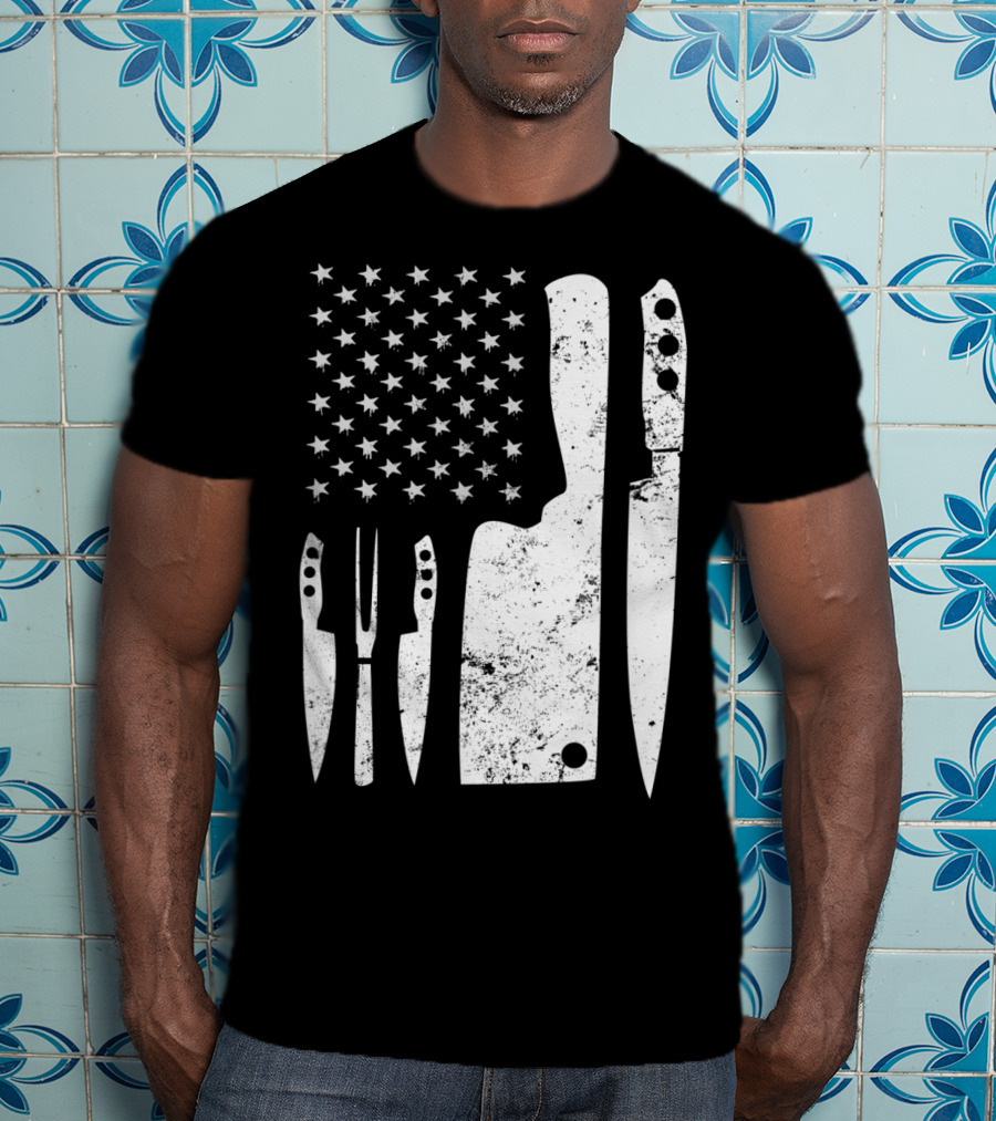 Chef Knife US Flag T-Shirt