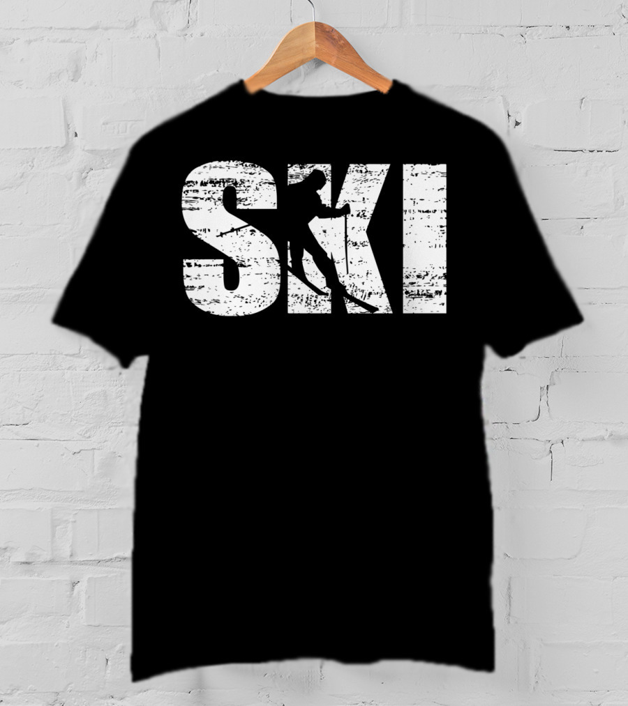 Cool Distressed Skiing For Skiers SKI T-Shirt