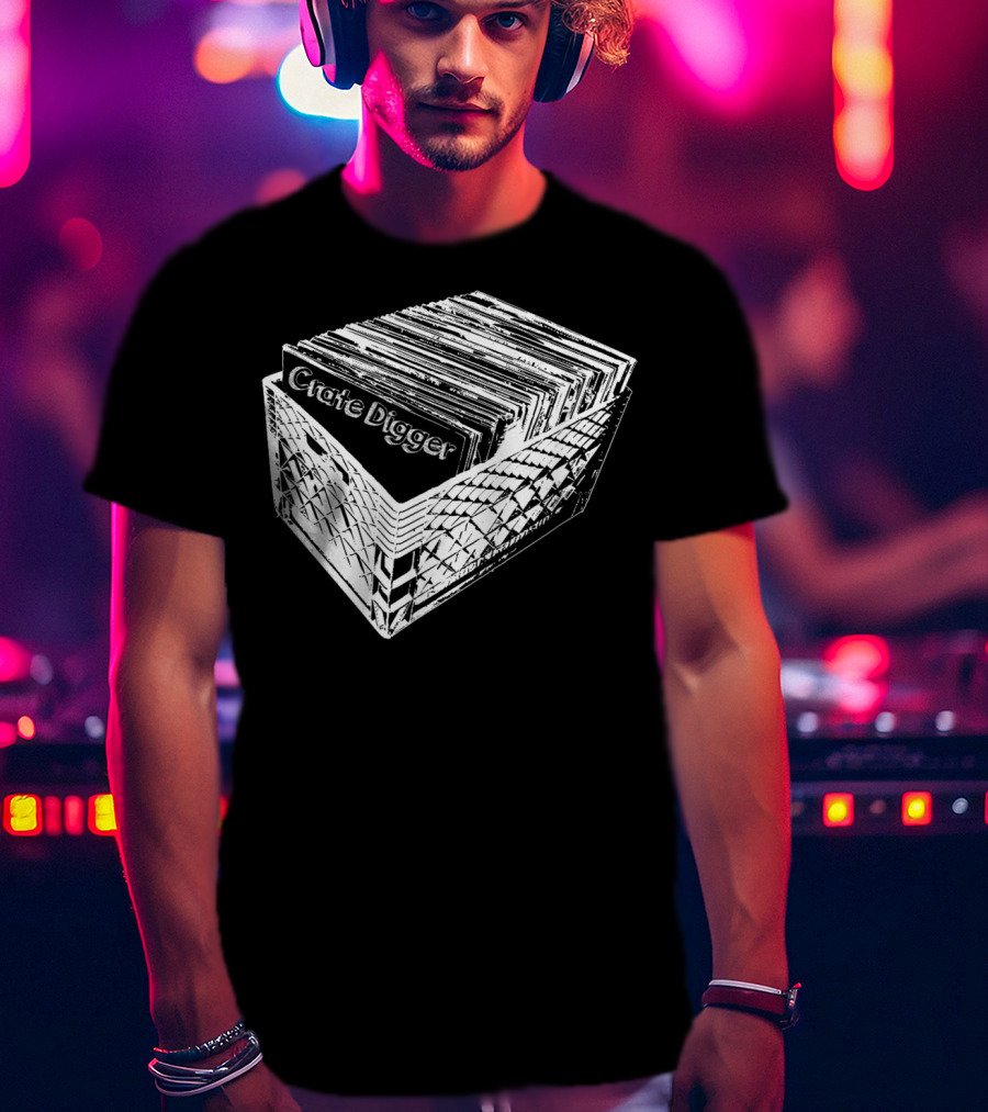 Crate Digger Vinyl Records Collection DJ Enthusiast T-Shirt