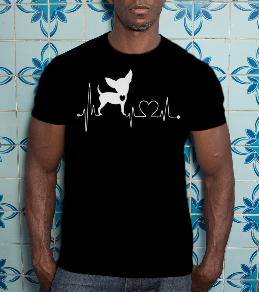 Chihuahua Dog Heartbeat Design With Heart T-Shirt