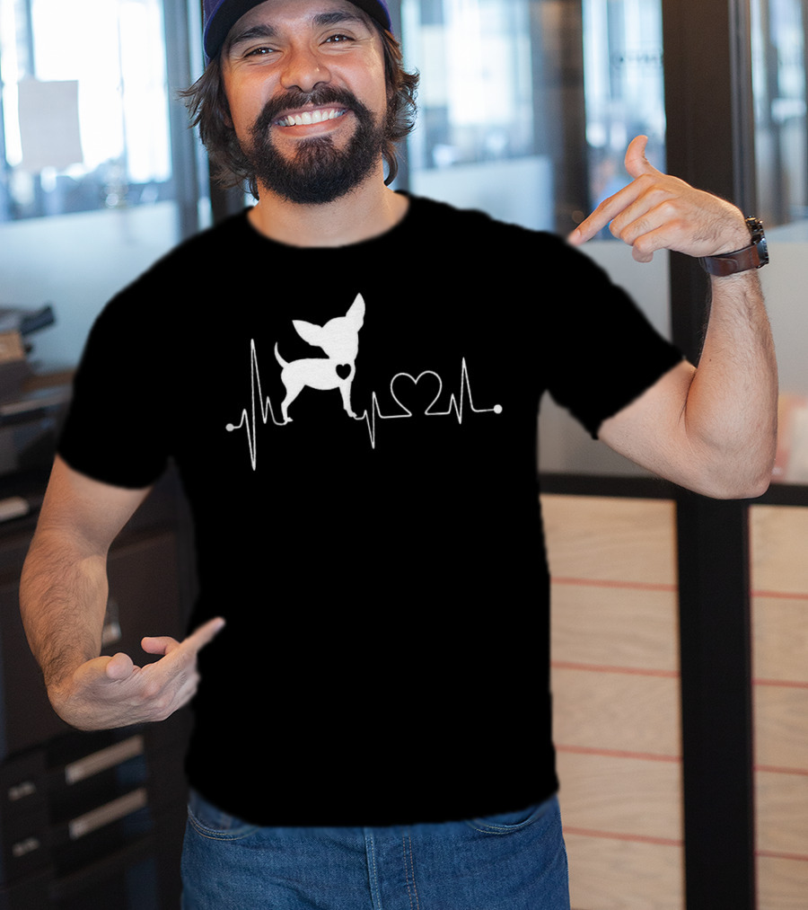 Chihuahua Dog Heartbeat Design With Heart T-Shirt