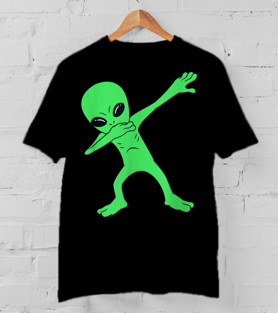 Dabbing Green Alien Halloween Funny Dab Dance T-Shirt