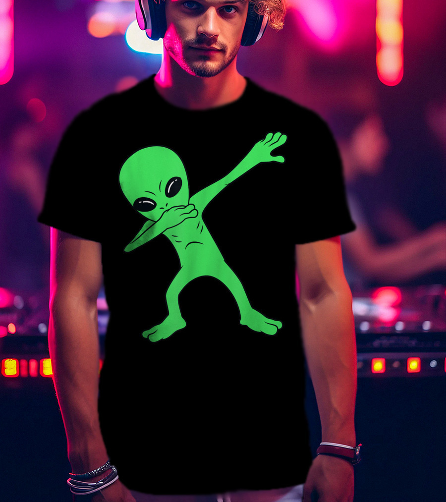 Dabbing Green Alien Halloween Funny Dab Dance T-Shirt