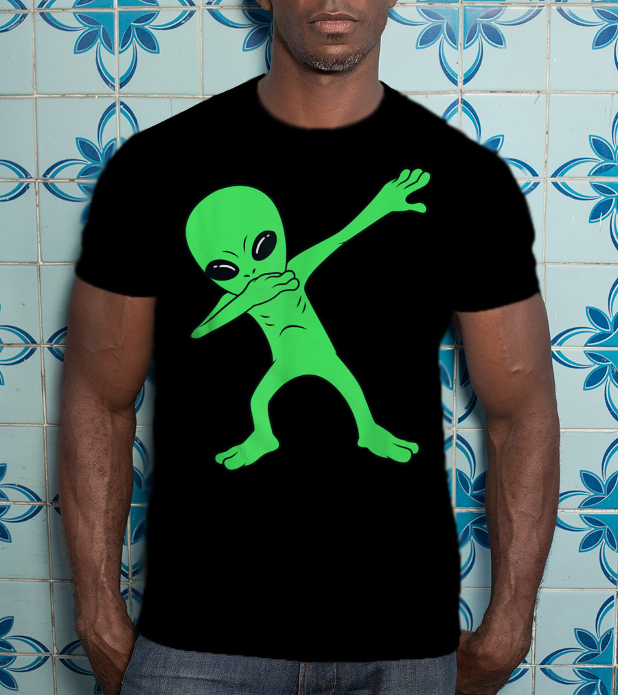 Dabbing Green Alien Halloween Funny Dab Dance T-Shirt
