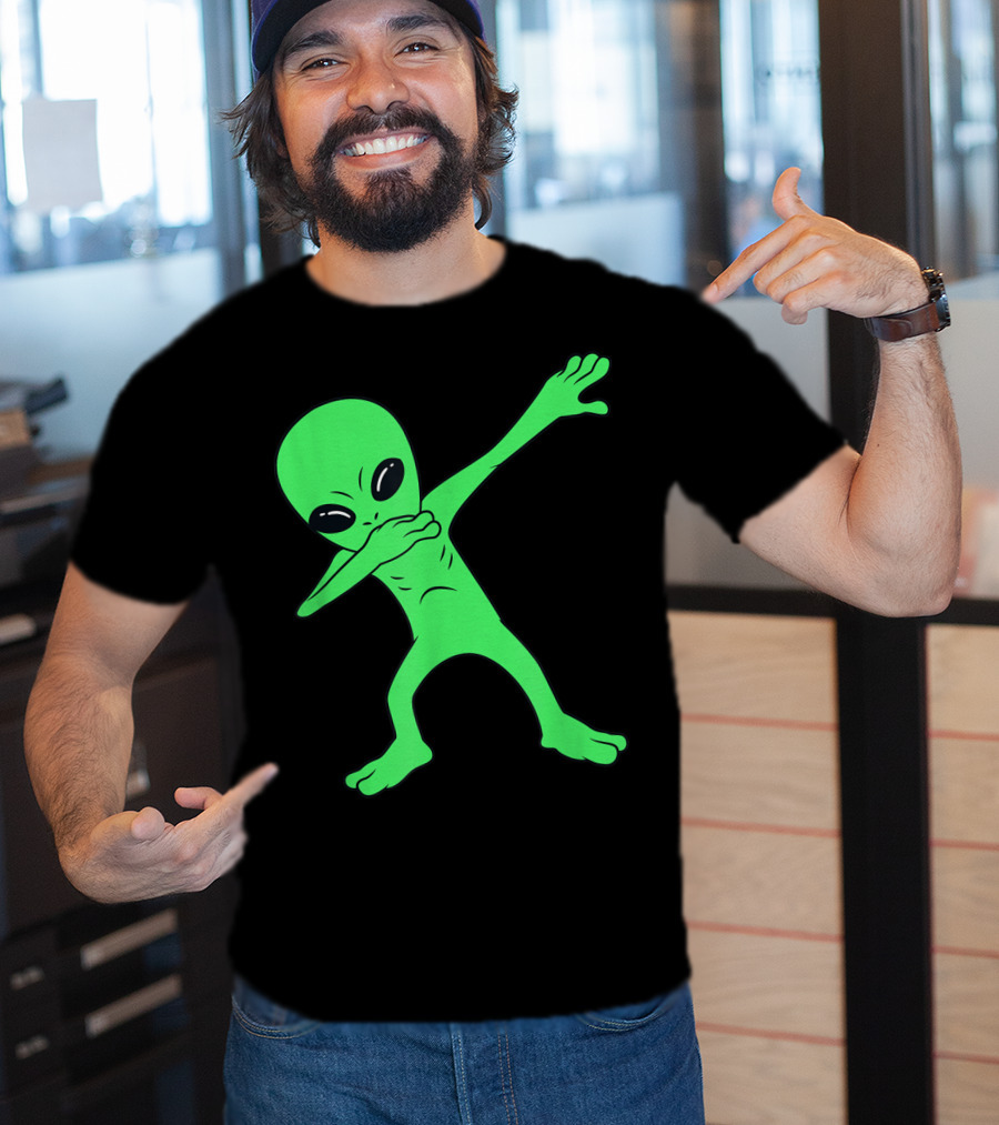 Dabbing Green Alien Halloween Funny Dab Dance T-Shirt