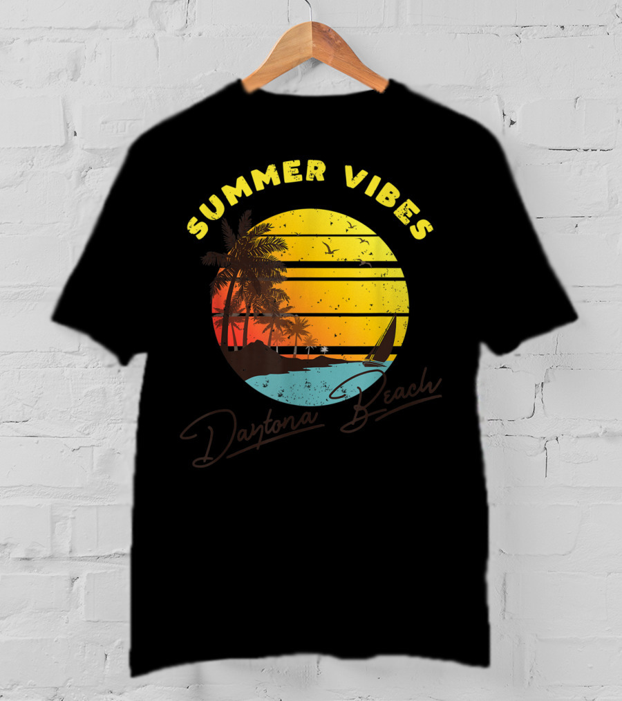Summer Vibes Daytona Beach Tropical Sunset Palm Trees T-Shirt