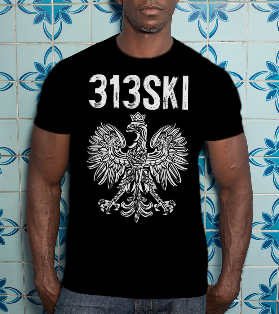 313SKI Detroit Michigan Polish Pride Area Code 313 Eagle T-Shirt