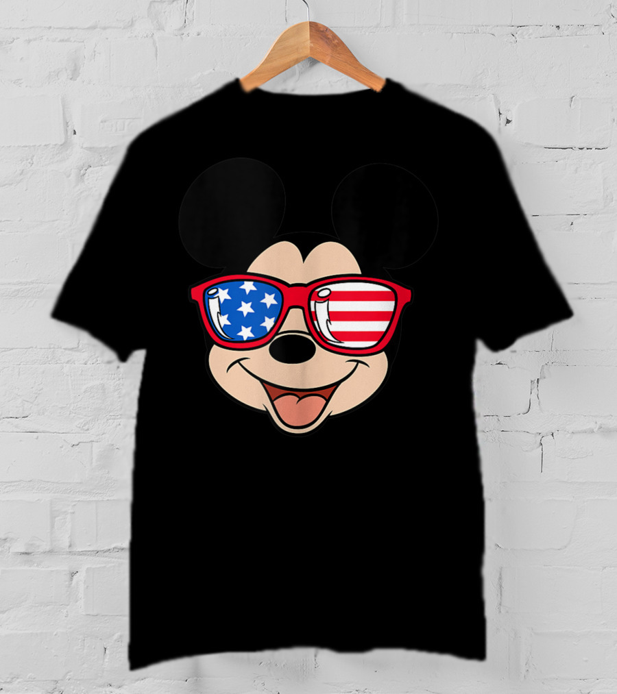 Disney Mickey Mouse American Flag Sunglasses T-Shirt