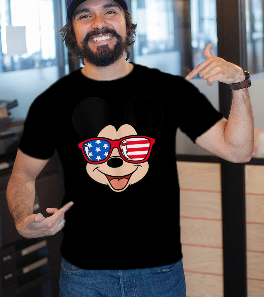 Disney Mickey Mouse American Flag Sunglasses T-Shirt