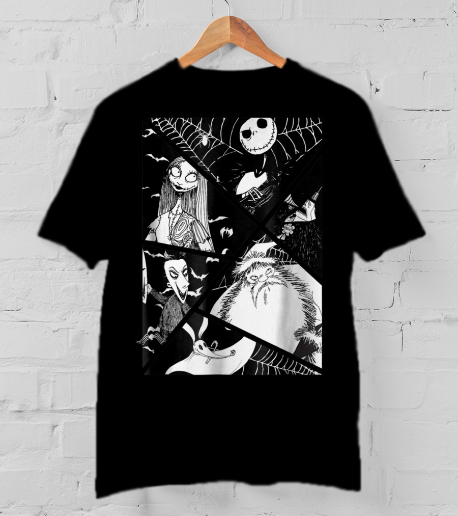 Disney Nightmare Before Christmas Story Jack Sally Zero Oogie Boogie Patchwork T-Shirt