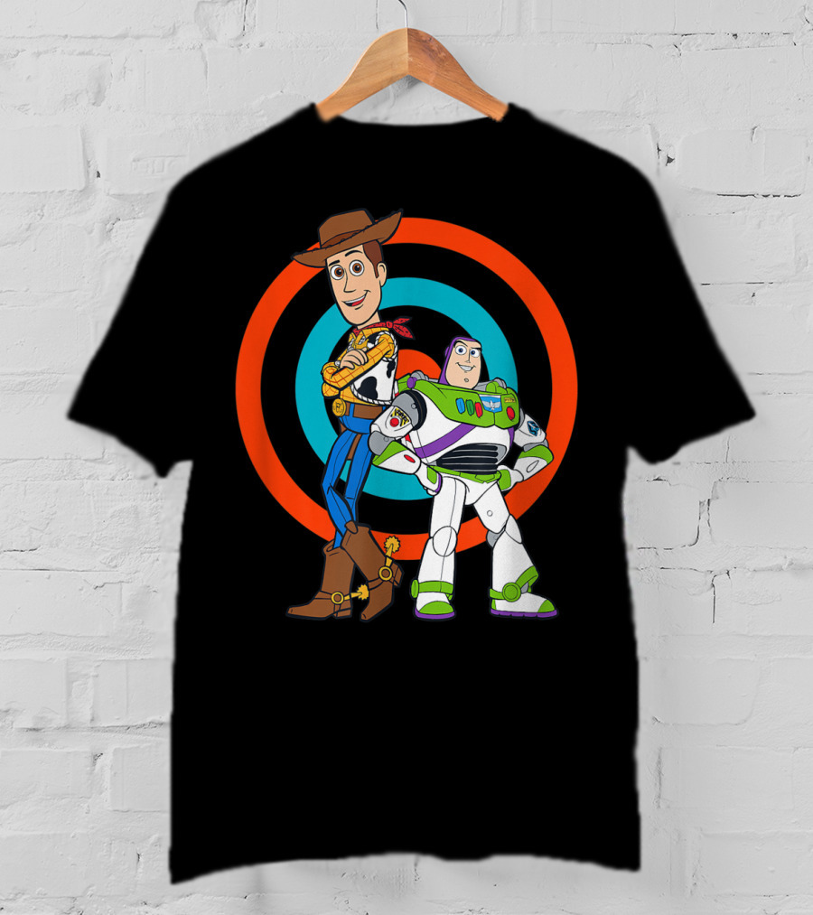 Toy Story Buzz Lightyear And Woody Target Background T-Shirt
